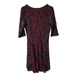 NIC + ZOE  Animal Print A-Line Dress, Purple Pink Black, Size Medium